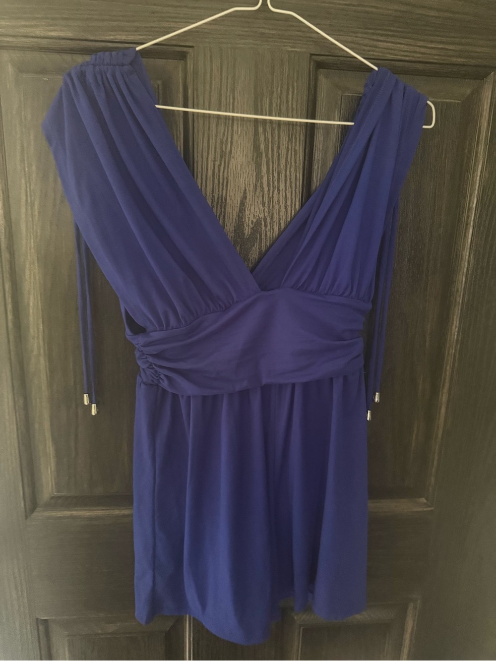 Women's Deep V Chiffon Romper - Royal Blue